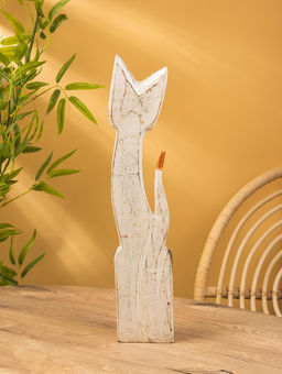 Сувенир «Кошка», белая, 60×12×6 см, дерево, МИКС