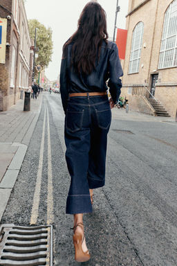 Z1975 WIDE-LEG CROPPED HIGH-WAIST JEANS WITH BELT - Zara фото 3