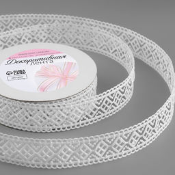 Цена за 2 шт. Лента фигурная Ромбы резные, 25 мм, 9 0,5 м, цвет белый