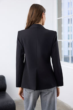 Siyah Dugme Kapamal? Regular Kal?p Blazer Blazer Ceket TWOAW26BC00013 - Trendyolmilla фото 4