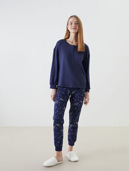 Beli Lastikli Desenli Kad?n Jogger Pijama Alt?