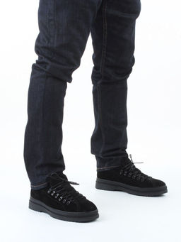 05-1829M-8-328 BLACK Ботинки зимние мужские (натуральная замша, натуральный мех)