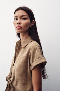 SHORT SLEEVE KNOT SHIRT - Zara фото 5