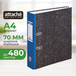 Папка-регистратор мрамор 70мм,син,бум/бум,карм.кор,мет.уг - Attache фото 2