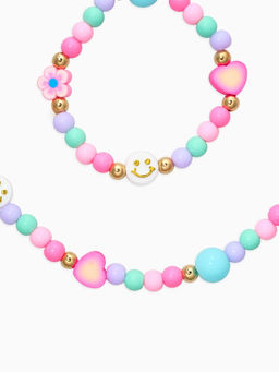 Цена за 2 шт. Набор детский "Выбражулька" 2 пред-а: бусы, браслет, смайл, цветной