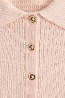 Top en punto de canal? con cuello camisero - H&m фото 3