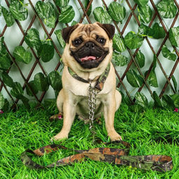 Комплект Маскировка, поводок 130 х 2,5 см, ошейник-удавка 40-54 х 2,5 см, коричневый