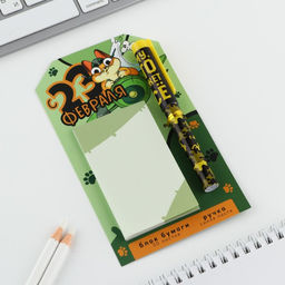 Цена за 2 шт. Подарочный набор, ручка шариковая и блок бумаги 30 л С 23 февраля! - Artfox фото 2