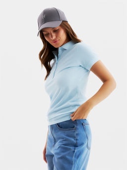 Футболка поло женская MINAKU: Basic line, голубая, размер 50