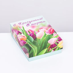 Подарочная коробка сборная Тюльпаны 16,5 х 12,5 х 5,2 см - UPAK LAND фото 2
