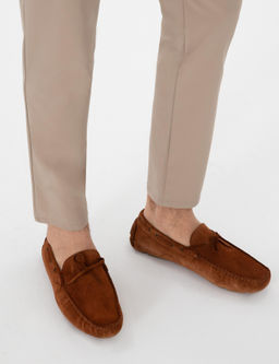 Taba %100 Deri Loafer Ayakkab_
