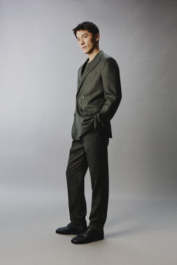 DOUBLE-BREASTED 100% LINEN SUIT BLAZER - Zara фото 4