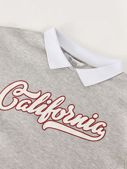 G?mlek Yaka Bask?l? Uzun Kollu K?z ?ocuk Sweatshirt - Waikiki фото 3