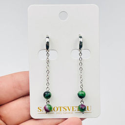 Серьги на цепочке из Цоизита