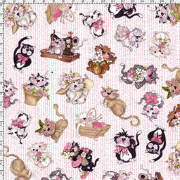 Ткань для пэчворка PEPPY FANCY CATS ФАСОВКА 50 x 55 см 1495 г/кв.м 100% хлопок 691-949 PINK