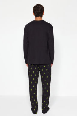 TRENDYOL MAN Erkek Siyah Regular Fit Orme %100 Pamuk Pijama Tak?m? TMNAW24PT00021 - Trendyolmilla фото 4