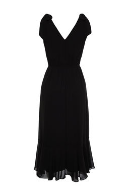 Trendyolmilla Siyah A Kesim Beli Lastikli Sifon Astarl? Maxi Dokuma Elbise TWOSS24EL00804  фото 8