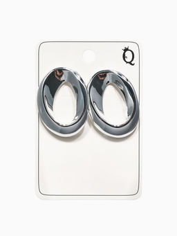 Серьги пластик Овал, цвет серебро - Qf фото 3