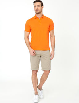 Оранжевая приталенная базовая футболка - Cacharel фото 5