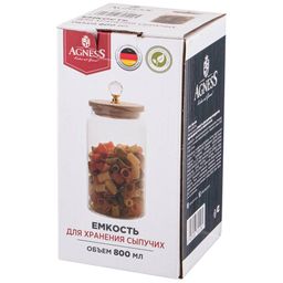 ЕМКОСТЬ ДЛЯ СЫПУЧИХ ПРОДУКТОВ AGNESS KRISTALL 800 МЛ ДИАМЕТР=9 СМ. ВЫСОТА=19 СМ ЦВЕТ:ПРОЗРАЧНЫЙ  фото 3