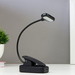 Лампа настольная RISALUX 16108/1, светодиодная, на прищепке, USB, чёрная, 5.3×8.2×22.5 см