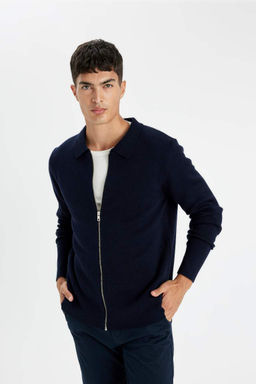 Кардиган стандартного кроя с воротником-поло - Defacto фото 4