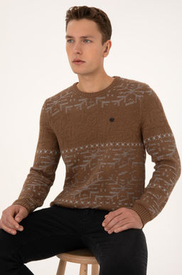 Erkek Comfort Fit Bisiklet Yaka Kahverengi Kazak - U.s. polo assn фото 3