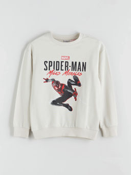 Bisiklet Yaka Spider-Man Bask?l? Erkek ?ocuk Sweatshirt