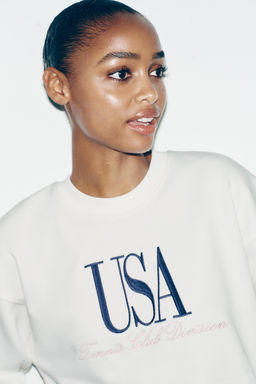 COTTON SWEATSHIRT WITH SLOGAN - Zara фото 2