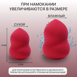 Цена за 2 шт. Спонж для макияжа «Амфора», 6×4 см, увеличивается при намокании, МИКС