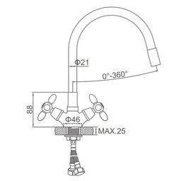Смеситель для кухни Accoona A4882M-1, двухвентильный, с гибким изливом, синий