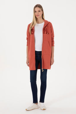 Kad_n Kiremit Uzun Fermuarl_ Kap__onlu Basic Sweatshirt - U.s. polo assn фото 4