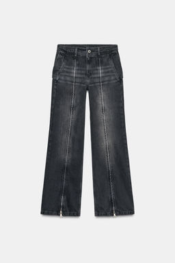 ZW COLLECTION WIDE-LEG MID-WAIST JEANS WITH ZIPS - Zara фото 6