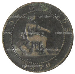 Монета 2 сентимо 1870 года Испания