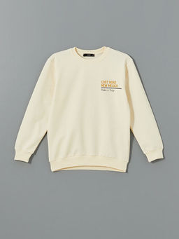 Bisiklet Yaka Bask?l? Erkek ?ocuk Sweatshirt