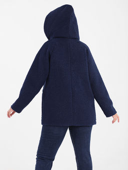 Кардиган темно-синий на молнии с капюшоном - Almond фото 5