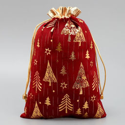 Цена за 5 шт. Мешочек подарочный плюш Тепла и любви, ёлки, тиснение, 20 х 30 см +/- 1.5 см