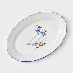 Сервиз столовый Добрушский завод «Гуси», 48 предметов, фарфор, белый