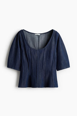 Blusa denim con peplum