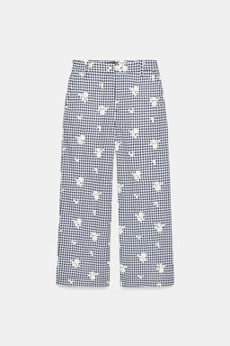 PANTAL?N CULOTTE CUADROS BORDADOS SET / Marino / Blanco - Zara фото 6