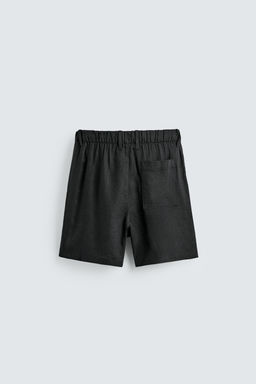 BERMUDA RELAXED FIT LINO - VISCOSA / Negro