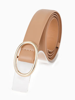 Ремень женский, 3×110 см, затяжка, без винта, золотистая пряжка, бежевый