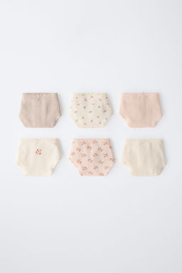 6-14 A?OS/ PACK SEIS BRAGUITAS ESTAMPADO FLORES / Rosa empolvado
