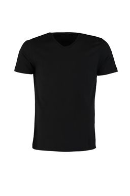 Siyah Slim/Dar Kesim Basic V Yaka K?sa Kollu %100 Pamuklu T-Shirt TMNSS19BO0002