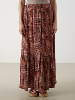 Beli Lastikli ?i?ekli A Kesim Etek