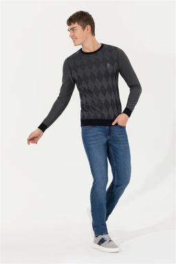 Мужской темно-синий вязаный свитер - U.s. polo assn фото 4