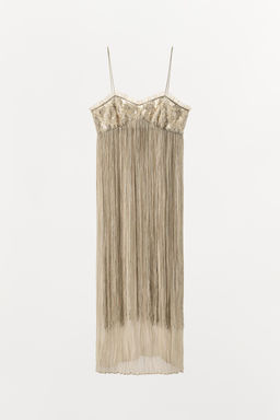 EMBROIDERED FRINGED COMBINATION DRESS - Zara фото 14