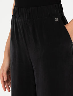 Siyah Y_ksek Bel Kupro Kuma_ Loose Fit Pantolon