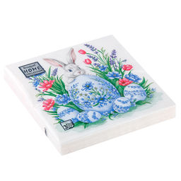 Салфетки бумажные Bouquet Home Collection Classic 33х33см, 3-х слойные, 20 штук в упаковке, 100% целлюлоза, Кролик с пасхальным яйцом (Россия)