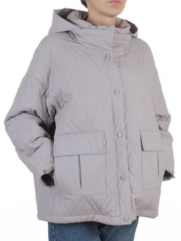 BM4836 LT. GRAY Куртка стеганная демисезонная женская (50 гр. холлофайбер)